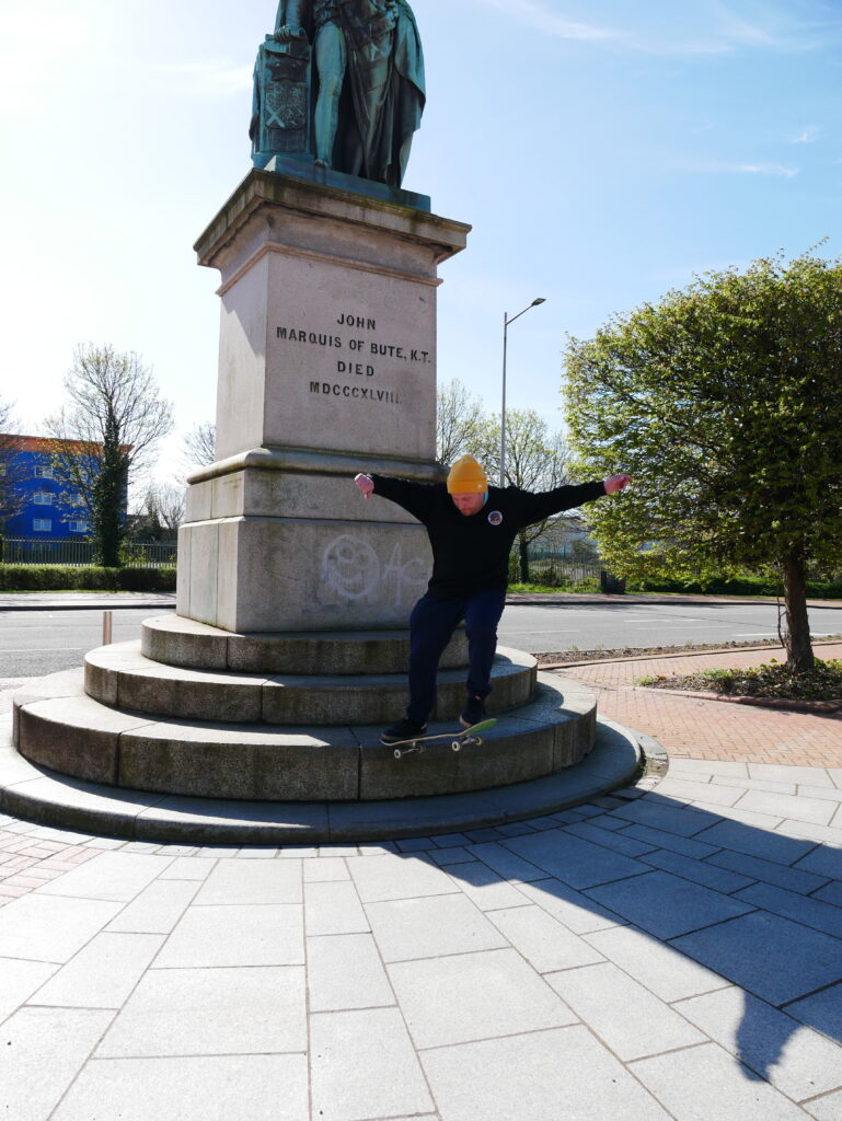 Skateboarder in Callaghan Square, Cardiff