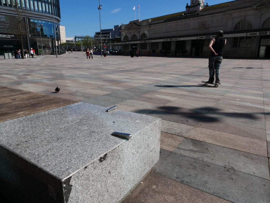 Anti-skateboard spikes, Cardiff Central Station