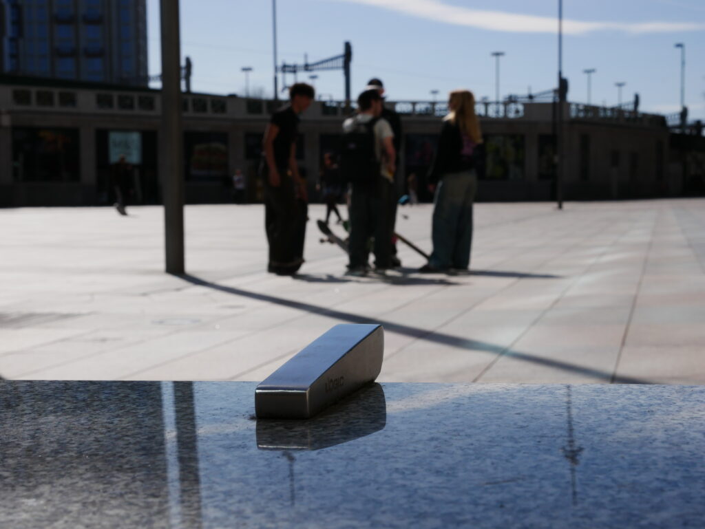 anti-skate device by Cardiff Central Station