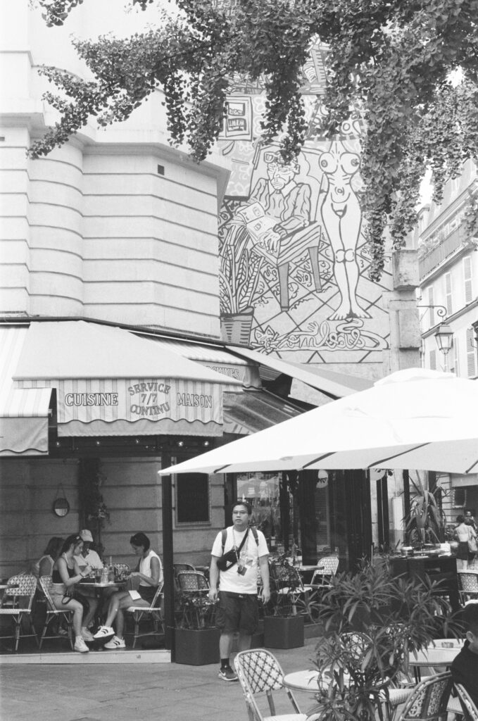 A mural overlooking the Marais district